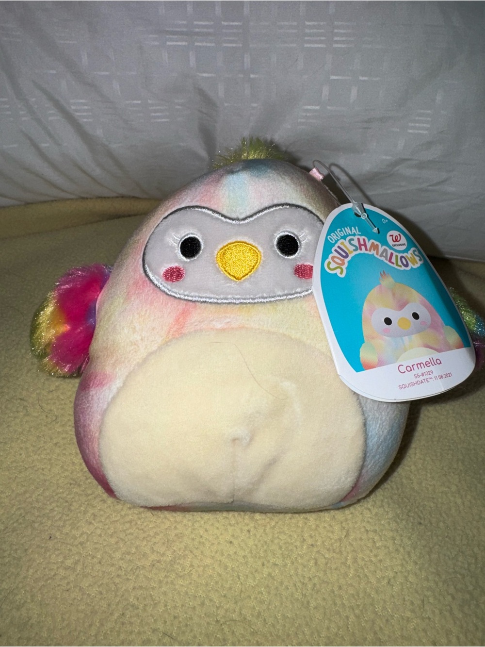 Squishmallows Carmella Pastel Rainbow Penguin Plush - Yellow Beak